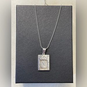.925 Sterling Silver Photo Frame Pendant and Chain-Made in Italy